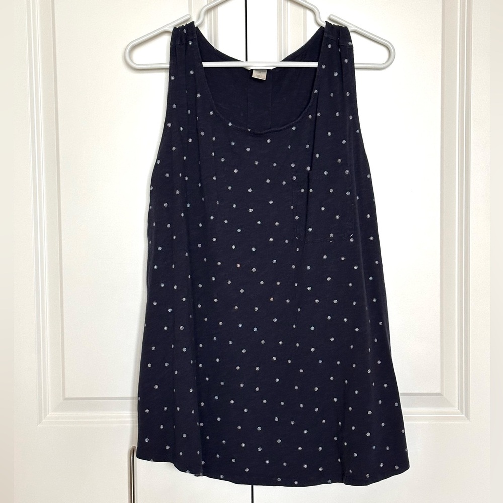 Christopher & Banks Navy Polka Dot Tank Top